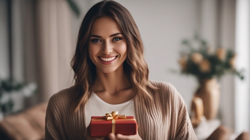 Женщина предлагает вам подарок